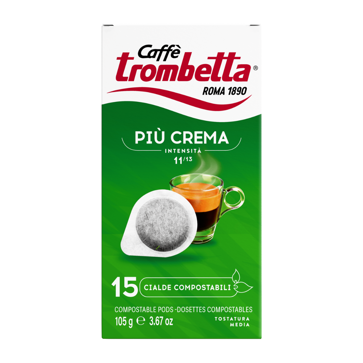 Caffè Trombetta Più Crema in Cialda ESE – 12 Confezioni da 15 Cialde Caffè Trombetta Più Crema in Cialda ESE – 12 Confezioni da 15 Cialde - immagine 1