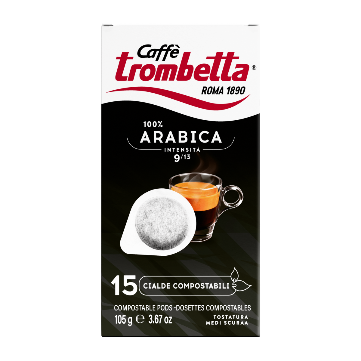 caffe-trombetta-cialde-arabica Caffè Trombetta Tutto Arabica in Cialda ESE – 12 Confezioni da 15 Cialde - immagine 1