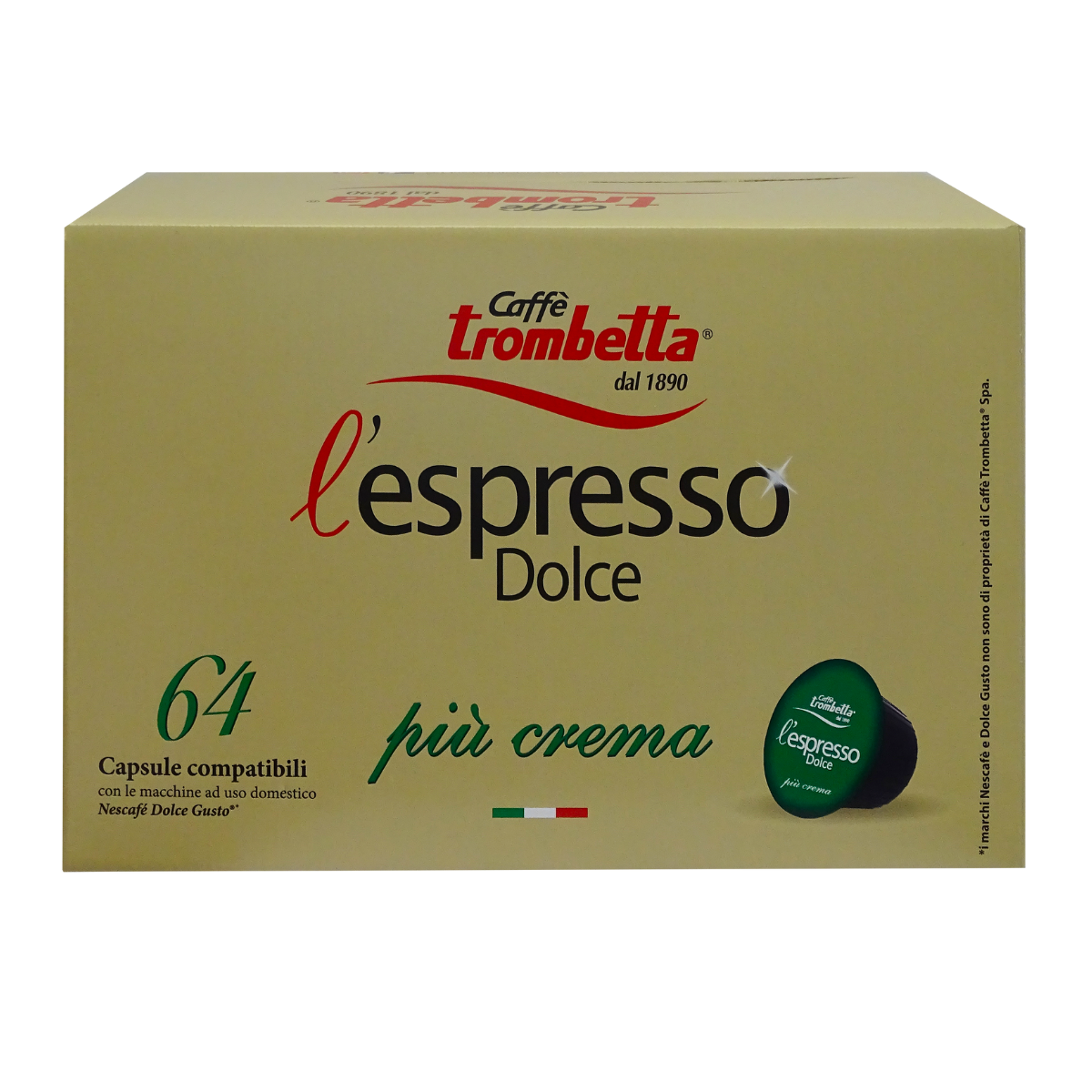 Caffè Trombetta L'Espresso Dolce Più Crema – 4 Confezione da 16